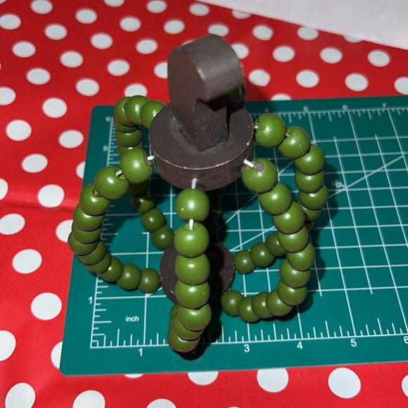 Set of 2 Green & Blue Wood Beaded Harvest Pumpkin Shaped Farmhouse Fall Decor - Picture 7 of 7